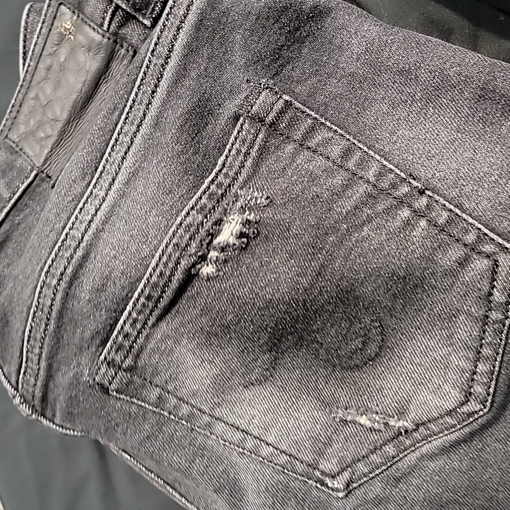 R13 Distressed Boy Skinny Ripped in Black Gray Medium Rise R13W0088 212 Jeans 25 - Picture 16 of 16